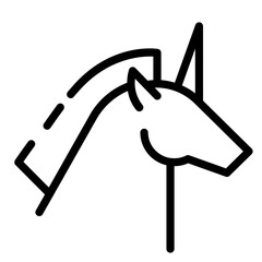 Poster - Line icon vector illustration of a unicorn head with detailed features and minimalistic design for digital art and graphic projects