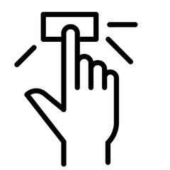 Poster - Hand pressing a button in a minimalistic line icon design illustrating interaction with devices or technology