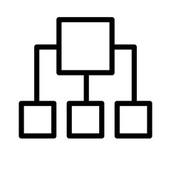 Poster - Line icon vector illustration of a flowchart with a central node and branching connections depicting a structured process layout