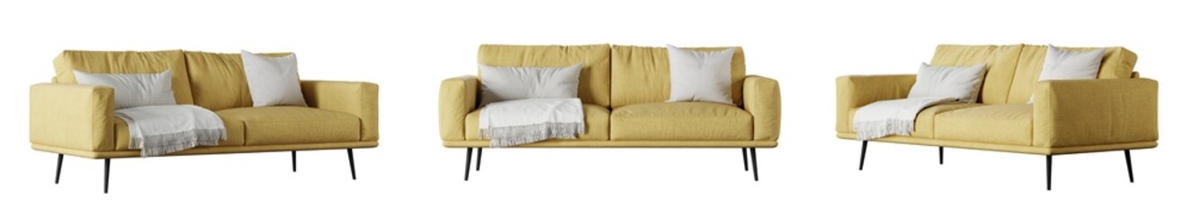 Poster - Sofa set isolated on white background. 3D render. 3D illustration.