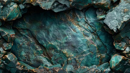 Leinwandbilder - Striking emerald green rock layers reveal unique textures and patterns shaped by geological processes over time, showcasing the beauty of natural formations in the earth's crust.