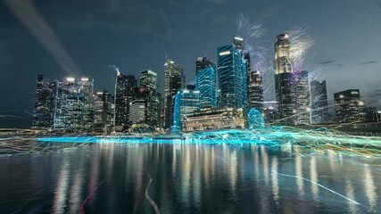 Wall Mural - Communication network concept in smart city. Artificial Intelligence, 5g