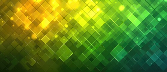 Poster - A vibrant abstract background featuring a gradient of green and yellow diamond shapes, creating a dynamic and eye-catching visual effect.