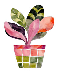 Sticker - PNG Floral home illustration watercolor leaves.