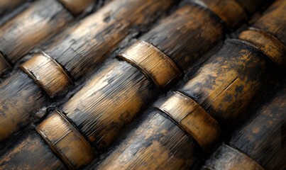 Poster - Close up of rustic brown woven material, textured background detail for design