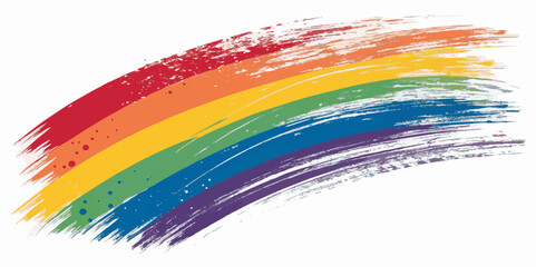 Aufkleber - Abstract vibrant rainbow color brush stoke paint surface texture white background.