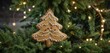 © Sayfar - Fir tree-shaped gingerbread on fir branch with layered garlands , holiday, wallpaper