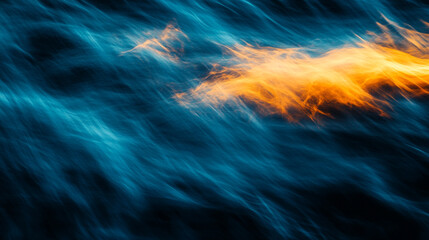 Wall Mural - Abstract Ocean Fire An awe-inspiring image showing a fiery sunset illuminating a breach within storm clouds,