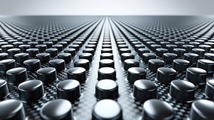 Poster - A close-up view of a textured surface featuring numerous evenly spaced, raised cylindrical bumps, creating a visually striking pattern.
