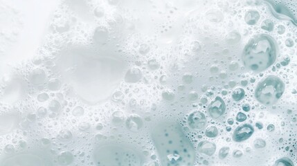 Poster - Gentle bubbles dance and swirl in a soft white foam, creating a soothing atmosphere reminiscent of a relaxing bath. The delicate texture offers a refreshing feel, inviting tranquility