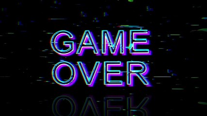 Leinwandbilder - glitchy game over text on black background, retro video game concept