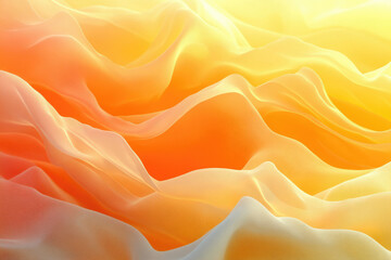 Poster - Abstract image of flowing, translucent fabric in warm orange and yellow hues, creating a soft, wave-like pattern.