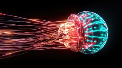 Poster - Dynamic jellyfish animation digital art vibrant colors sci-fi environment abstract viewpoint deep sea concept