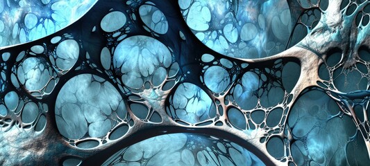 Poster - Abstract Blue and White Organic Shapes with Intricate Patterns and Textures