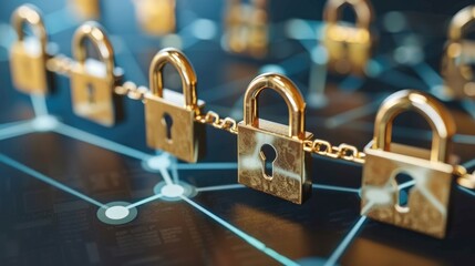 Poster - Secure Network Concept with Golden Locks Symbolizing Data Protection and Safety