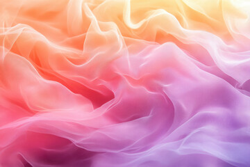 Poster - Soft, flowing pastel fabric in ombre shades of pink, orange, and purple.