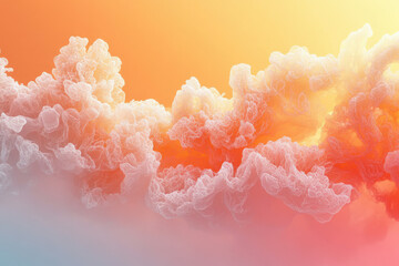 Poster - Abstract artwork depicting ethereal, cloud-like formations in warm sunset hues.