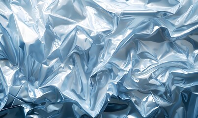Aufkleber - Silvery blue crumpled foil creating an abstract reflective texture background