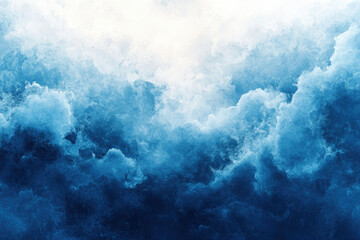 Poster - Abstract blue watercolor cloudscape, ethereal and dreamy, evoking serenity and peace.