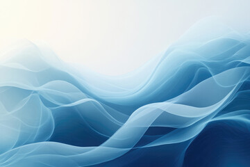 Poster - Abstract blue waves, flowing softly, creating a serene and calming visual landscape.