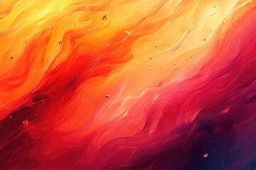 Poster - Abstract painting of swirling orange, red, and crimson hues, resembling a fiery sunset or cosmic nebula.