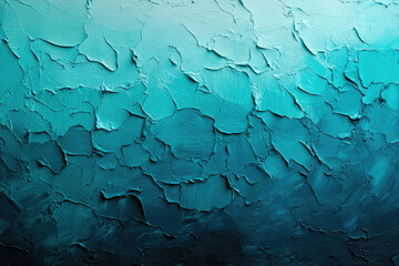 Poster - Textured teal impasto painting with a gradient from light to dark shades.