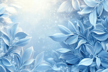 Poster - Frost-covered leaves in a winter wonderland, serene and beautiful.
