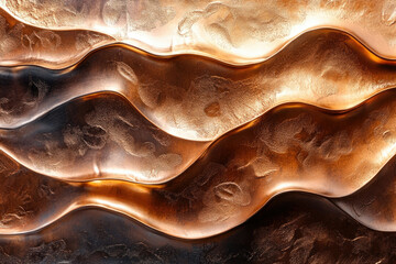 Wall Mural - Abstract metallic texture with undulating waves in bronze and copper tones.