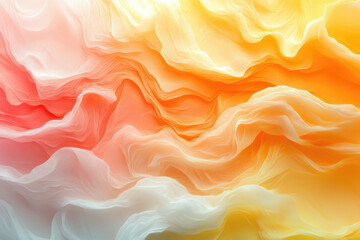 Poster - Abstract art depicting flowing, translucent fabric in warm, pastel colors creating a dreamy, wavy texture.