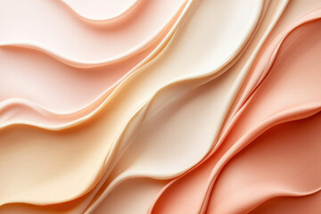 Poster - Soft, flowing fabric in pastel shades of peach, cream, and blush create a luxurious, elegant texture.