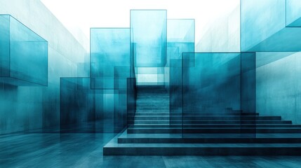 Wall Mural - Modern Architecture, Glass Stairway, Empty Hall