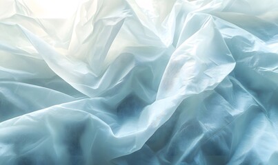 Poster - Abstract Light Blue Fabric with Soft Translucent Folds and Subtle Texture