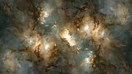 Poster - Abstract Cosmic Background with Golden Hues and Swirling Textures in Blue Tones