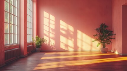 Leinwandbilder - minimalist pastel peach room with blank walls and an empty clean interior background