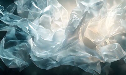 Poster - Abstract crystalline forms translucent shapes floating with ethereal light and shadows