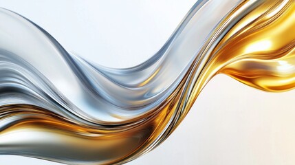 Poster - Smooth and dynamic movements create a mesmerizing interplay of shimmering gold and silver waves, capturing the elegance of flowing light in a serene atmosphere
