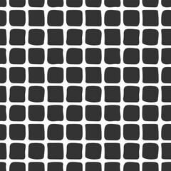 Aufkleber - Seamless pattern with hand drawn doodle irregular Black squares. Monochrome tile mosaic geometric Background. Simple minimalist texture for package, cover design