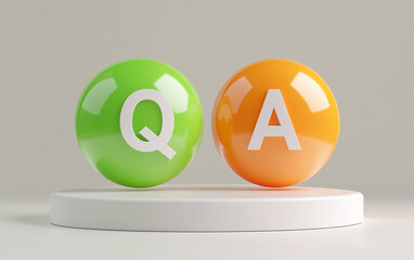 Fototapete - Question and Answer Q&A Symbols on Pedestal. Graphic resources with question and answer concept. Q and A concept