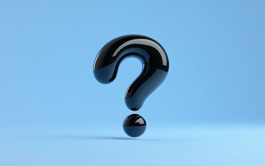 Fototapete - Question mark graphic design on blue background. Glossy question mark. Question mark on blue background