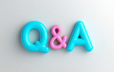 Fototapete - Q&A letters graphic on white background. Q&A letters in blue and pink color. Graphic Q&A letters