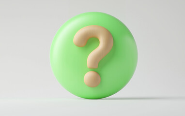 Fototapete - Question mark graphic design query symbol on light background. Question mark 3d rendering. Question mark graphic design query symbol