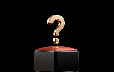 Fototapete - Question mark graphic design on black background. Question mark on pedestal. Golden question mark