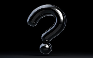 Fototapete - Question mark graphic resource on black background. Shiny question mark with reflections. Question mark symbol graphic resource