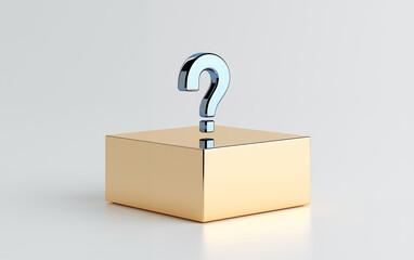 Fototapete - Question Mark on Golden Box. Shiny question mark on golden box standing out as a symbol of mystery and question. Question mark concept