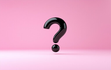 Fototapete - Black question mark on pink background. Question mark graphic design. Question mark concept