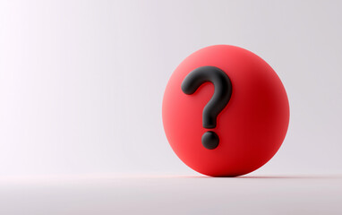 Fototapete - Question mark on red sphere a graphic resource. Black question mark on red sphere. Question mark