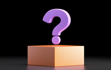 Fototapete - question mark on stand graphic design element against black background. question mark graphic design