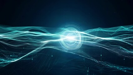 Fototapete - Intricate waves of light shimmer across a dark backdrop, creating a captivating display of movement. The patterns shift gracefully, offering a soothing visual experience that mesmerizes viewers.