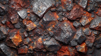 Leinwandbilder - Close up of layered volcanic rocks displaying vibrant colors and unique textures found in a geological landscape, highlighting the rugged beauty of natural formations formed over time.