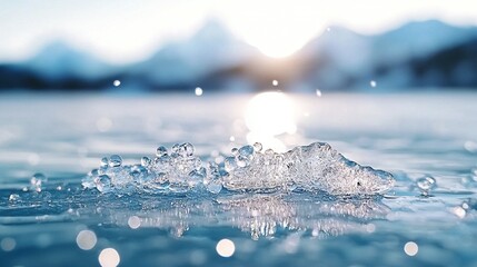 Wall Mural - water droplets on a distant mountain background